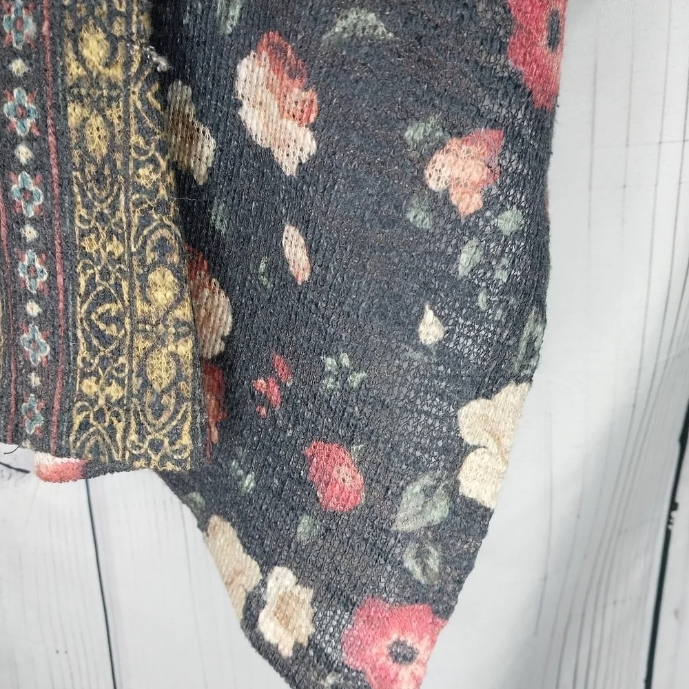 Sadie & Love Floral Open Front Short Sleeve Flowy Festival Kimono Boho Cardigan - Picture 6 of 11